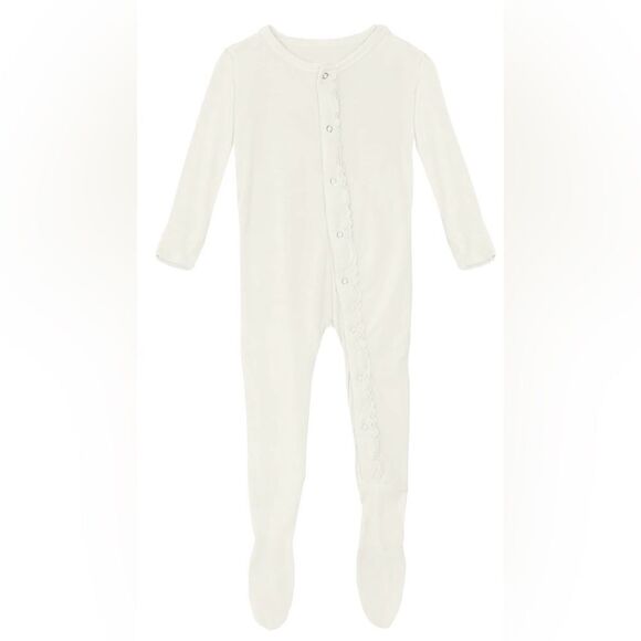 Kickee Pants Toddler Bamboo Basic Ruffle Snap Button Footie PJ Sleeper Onesie - Picture 2 of 9